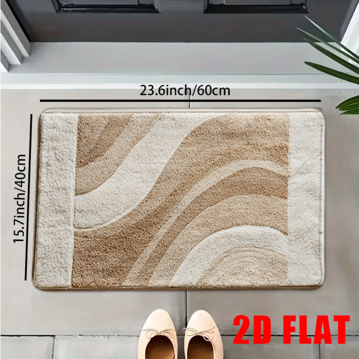TEMU 2d Flat, 2d Flat Mat, 1pc Cozy Flannel Bathroom Anti-slip Mat With Elegant Neutral , And Absorbent, Perfect For Bathroom Safety, Suitable For