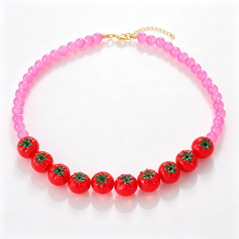 TEMU Collar de cuentas de resina de 1 pieza, diseño bohemio Y2K , a , elegante, exquisito, , de lujo , serie de frutas: