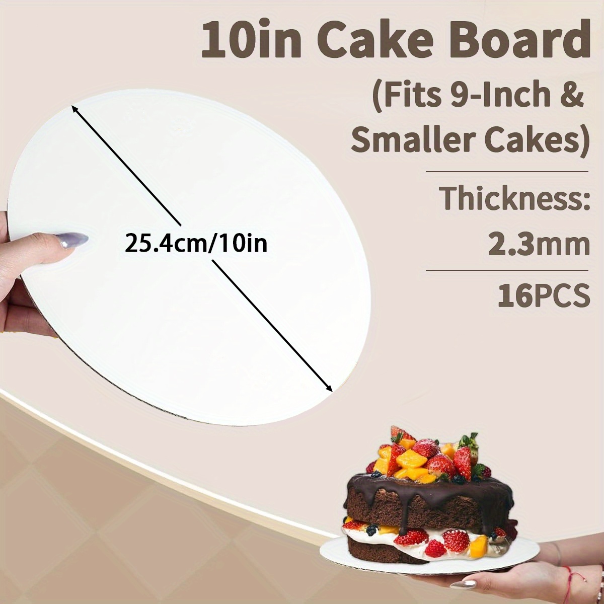 White Round Cake Boards - 6/8/10/12-inch Bases For Tiered Cakes | 8 Or 16-pack | Sturdy Support For Wedding, Birthday & Party Cakes