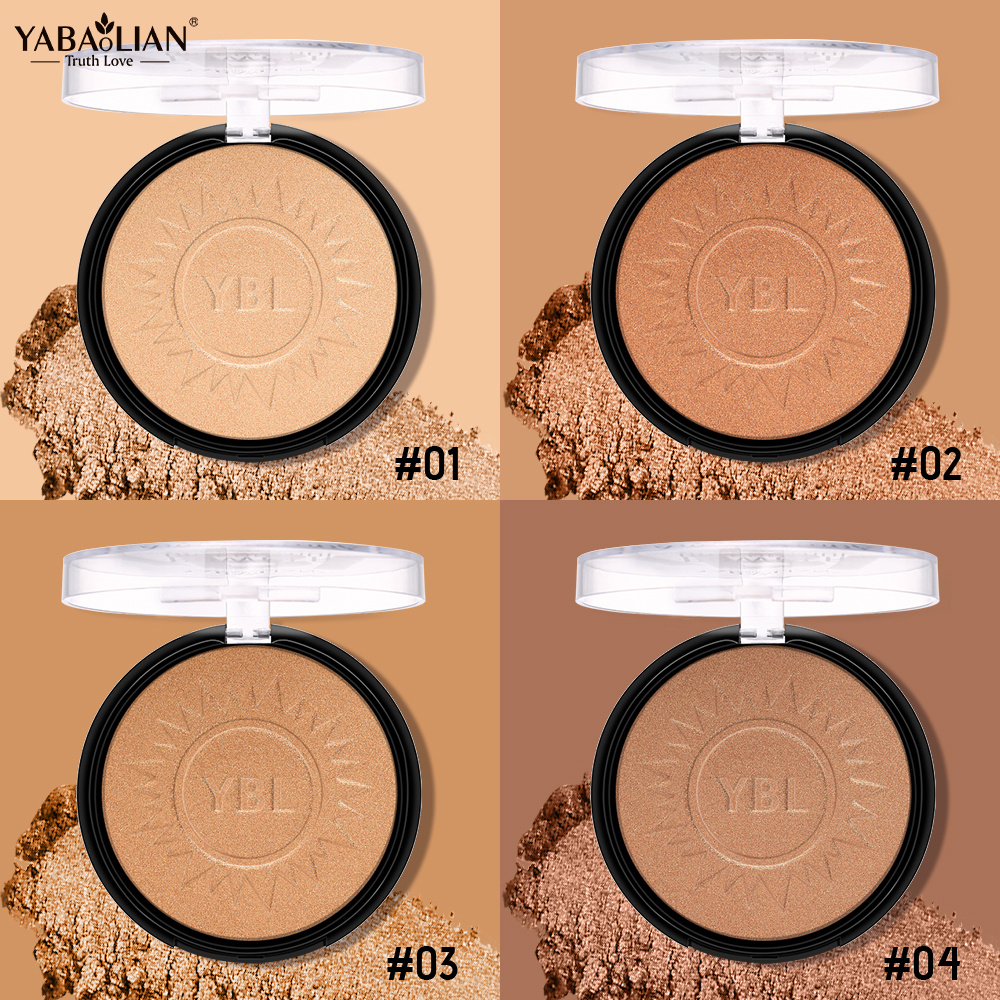 YABAOLIAN Wheat Pearlescent Powder with Glitter, Earth Bronzing Powder, Dark Brown Powder, Shadow Contour Contouring Highlighter Finishing Powder for Music Festival Y8044)
