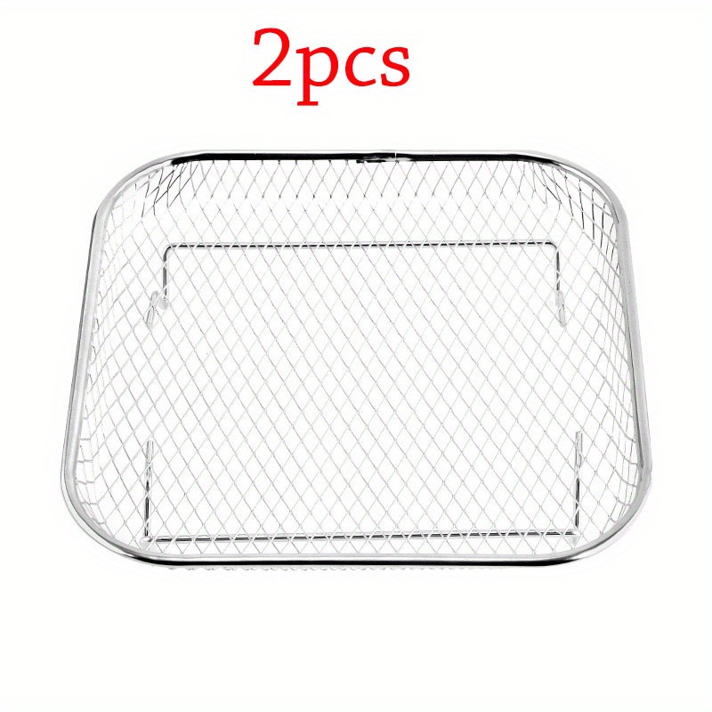 Image of Stainless Steel Air Fryer Basket, Multi-functional Rectangular Rack For Oven And Microwave, Stackable Food-safe Kitchen Tool, Compatible With Most Air Fryers, Perfect For , Fries, Etc