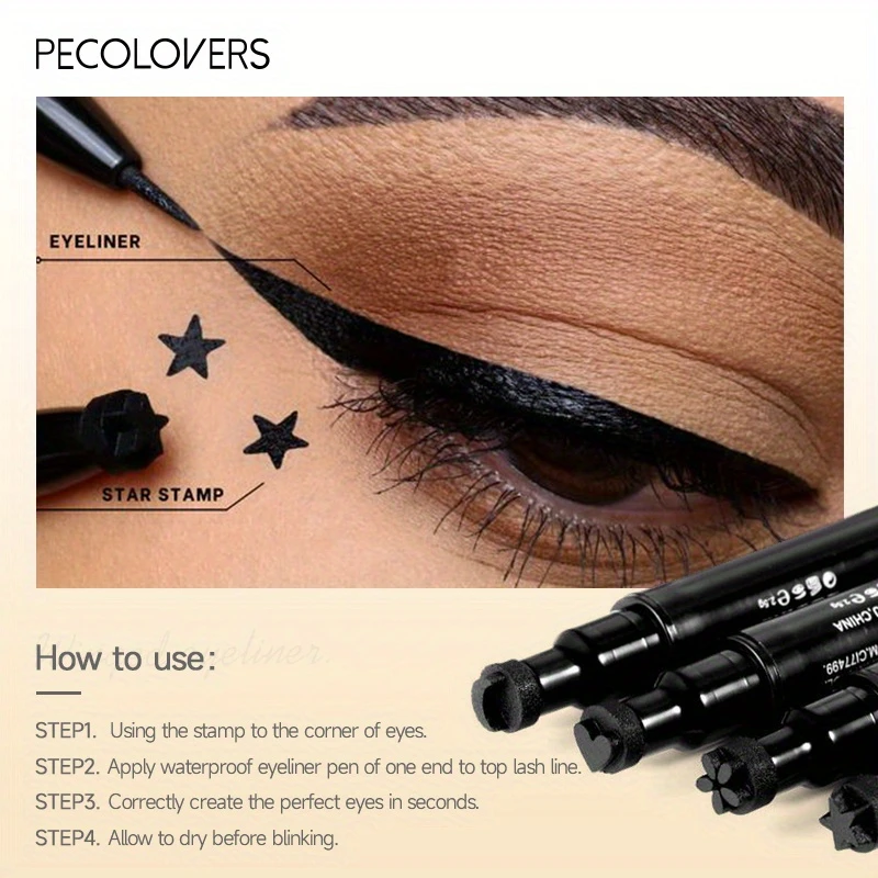 waterproof long lasting liquid eyeliner pencil smudge proof with moon stamp for precise winged liner everyday party makeup ideal for sensitive eyes sensitive eye makeup safe makeup creative application tools smooth application tool details 4