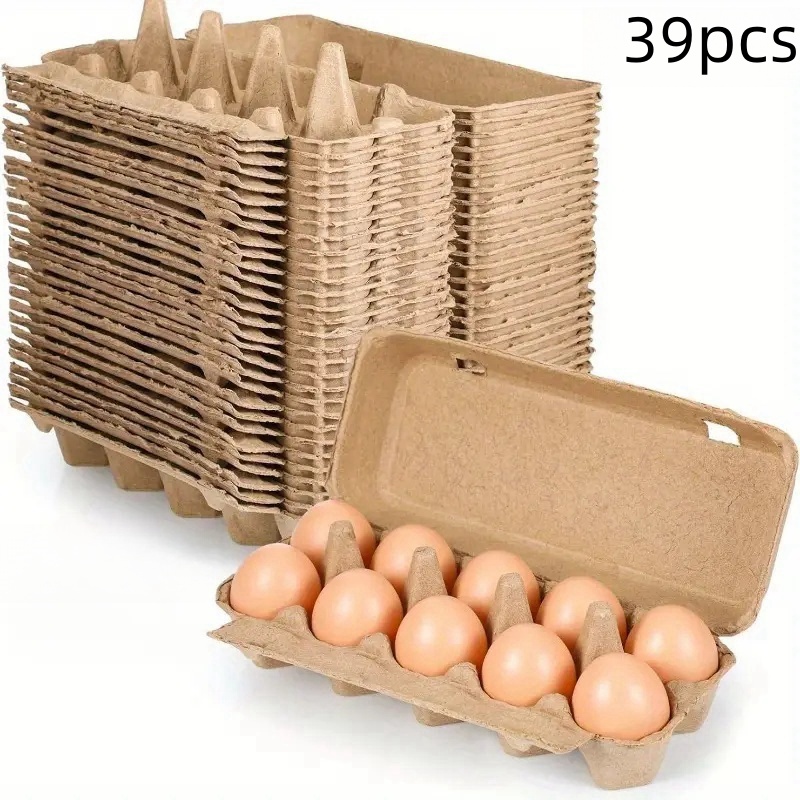 39pcs Cardboard Egg Carton, Unmarked Wood Egg Container, Lightweight Egg Holder, Vacant Egg Tray, , ' Market, Home Kitchen, Egg Storage Solution