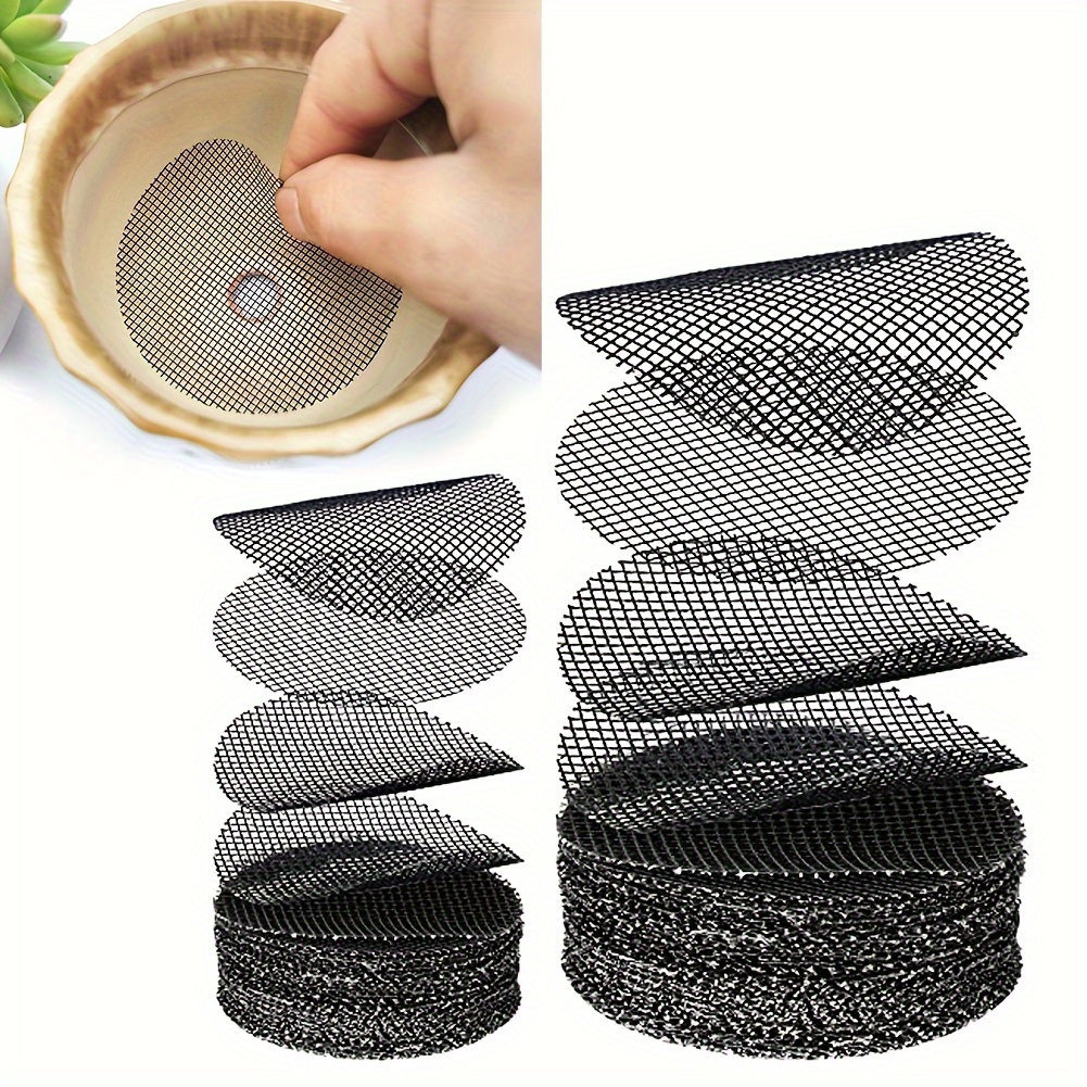 30 pack flower pot drainage hole mesh liners round anti leak soil mesh pads succulent and orchid pot   mesh liners breathable insect proof mesh prevents soil loss gardening planting tools