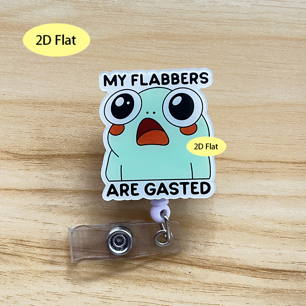 TEMU 2d Flat My Flabbers Are Gasted Funny Retractable Holder Reel With Cute Design, Nurse Hospital Badge Holder Office Lanyard 1pc
