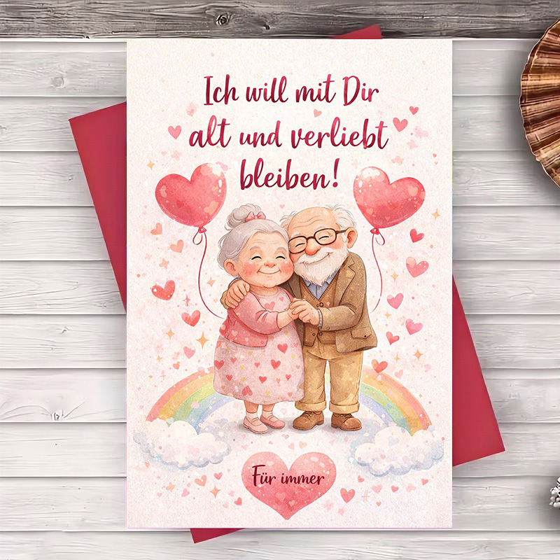 E-shop 1 Stück Romantische Liebes-Jubiläumsgrußkarte für ältere Paare – Perfektes Geschenk, um lebenslange Liebe Hingabe zu feiern – Ideal für