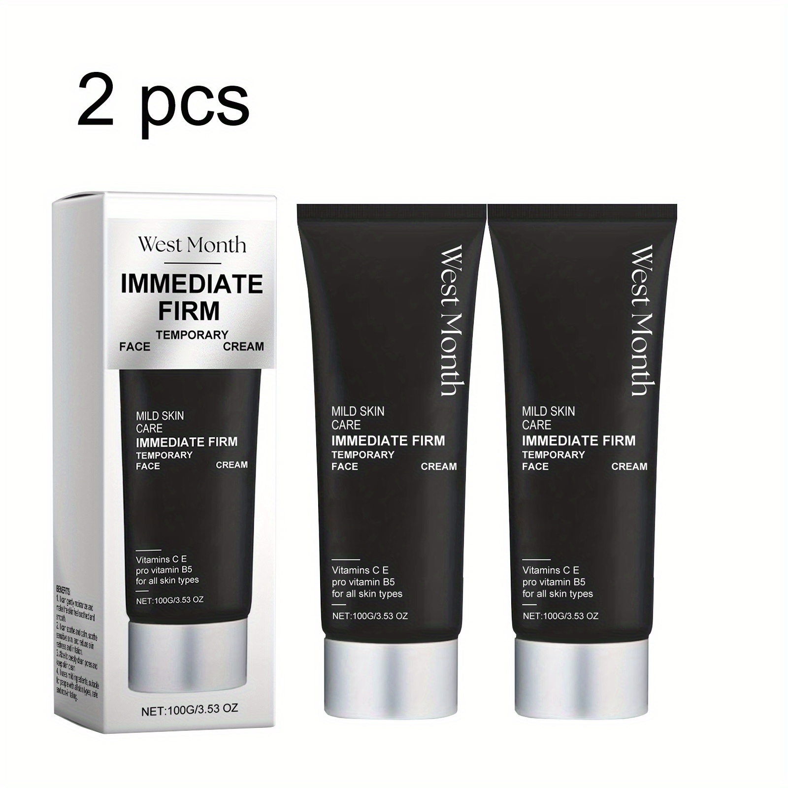 TEMU 2pcs, 100g/ 3.53oz, Facial Firming & Moisturizer Cream, Contains Mineral Oil, Stearate, , Skin Hydrated, Moisturizes Skin, Provides Hydration