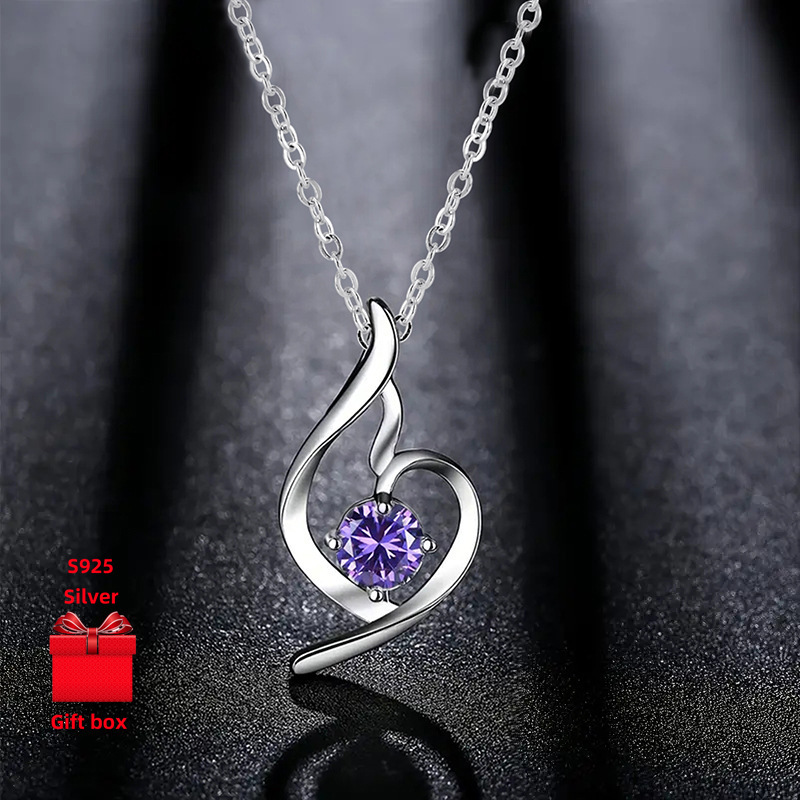 TEMU 925 Sterling Silver Necklace, Simple Necklace, Ladies' Necklace, Surprise Gift. Classic Necklace, Gift Jewelry Box, Elegant Ladies, Exquisite