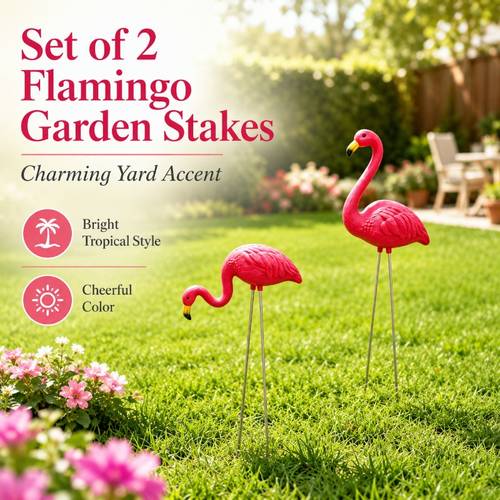 2pcs Large Yard Decorations, Medium Lawn Flamingo Badges, Yard, Garden Decor, And Hawaiian Party Gifts