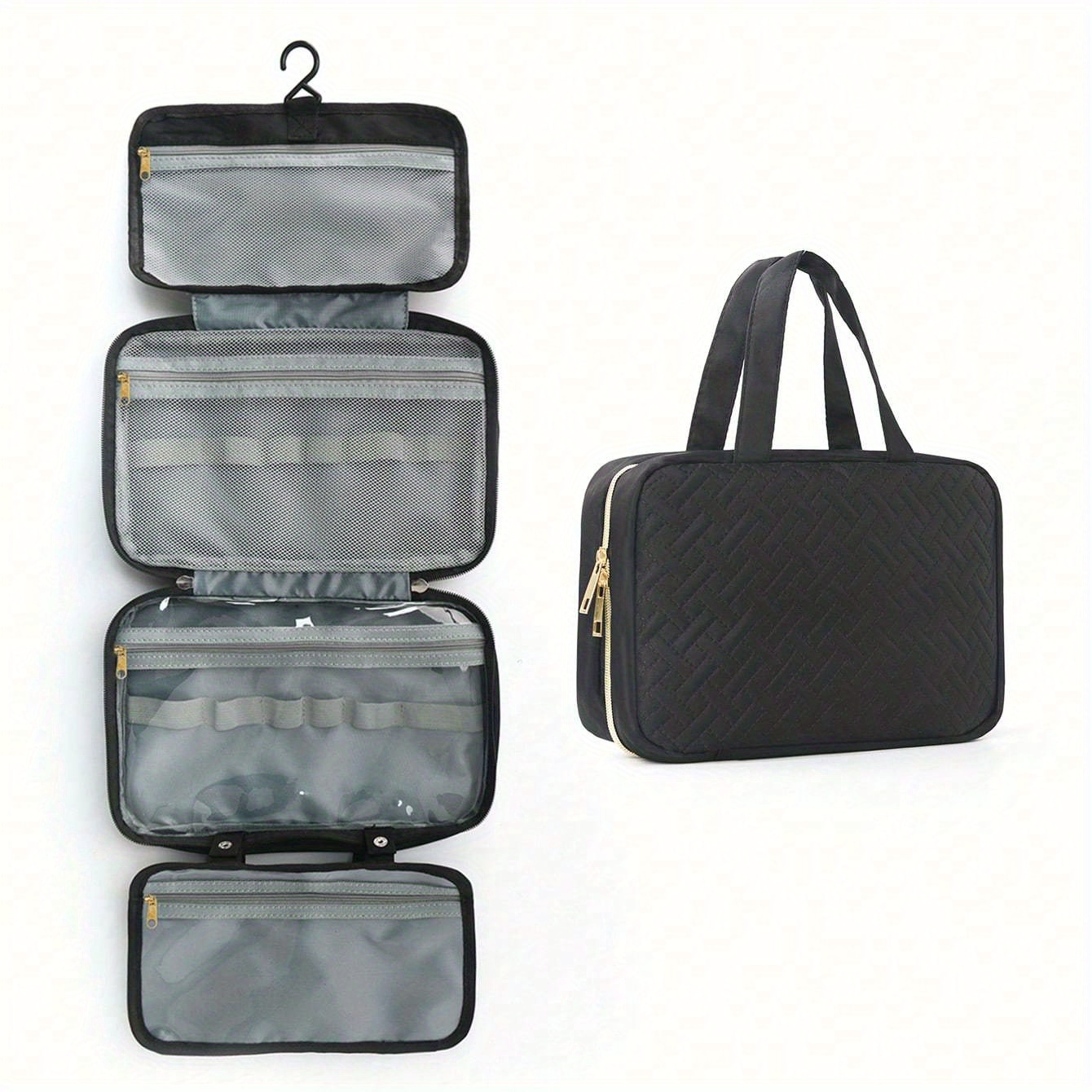 large hook toiletry bag foldable handbag travel makeup organizer shaving kit storage pouch womens cosmetic bag school supplies college dorm essentials