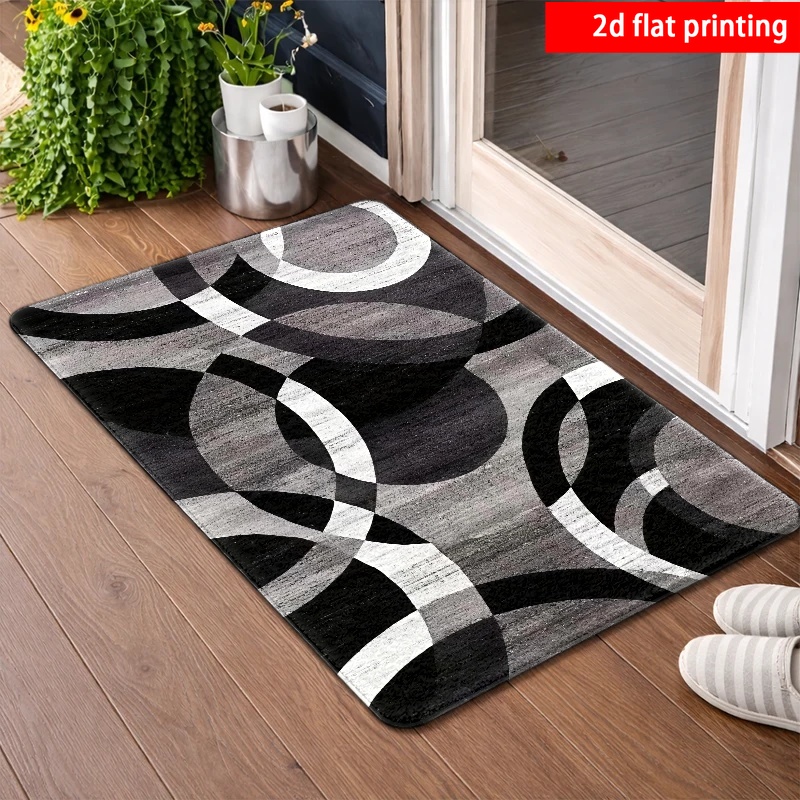 TEMU Paillasson Impression Plate 2D, 1pc Tapis de Porte Géométrique Facile, Anneau Enchevêtreté Motif , Matériau , Convient pour Entrée, Cuisine,