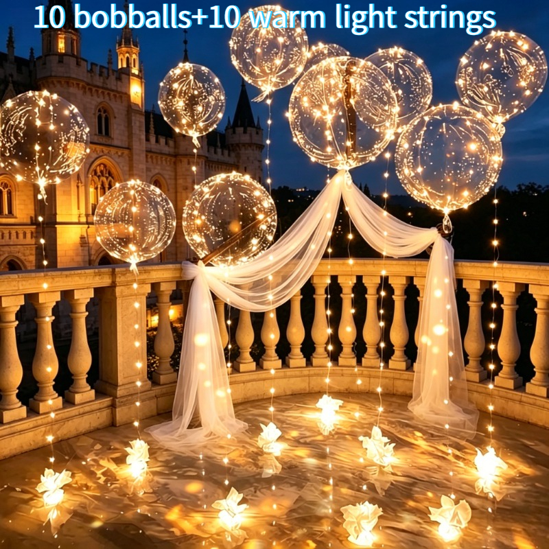 10 Bobo Balloons Are Equipped With 10 Light Strings, Warm/cold White Light. Bobo Balloons Are Suitable For Decorating Scenes