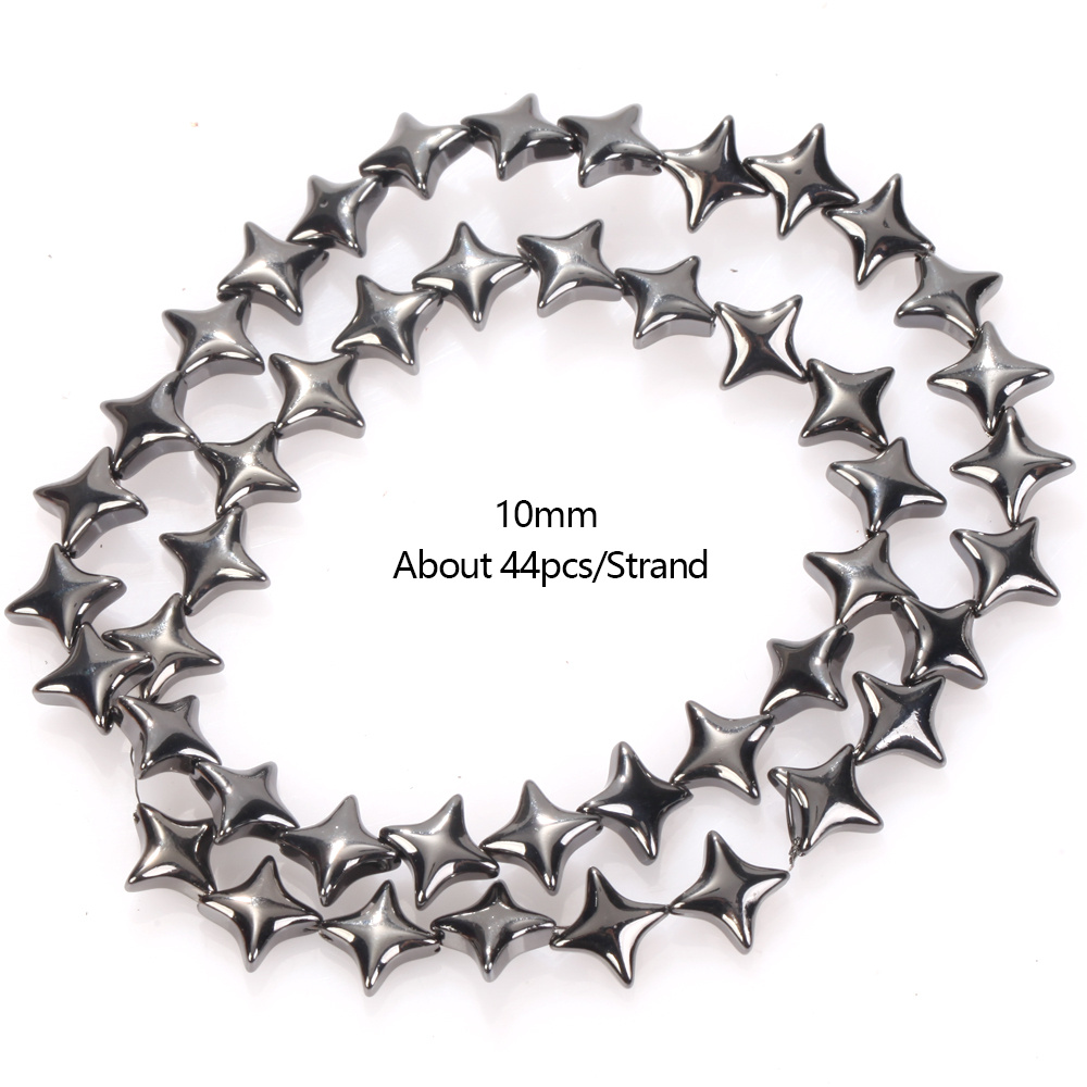 TEMU Natural Stone Hematite Beads Four-pointed Star Spacer Beads Used For Jewelry Making Diy Bracelet Earring Accessories Gifts For Women