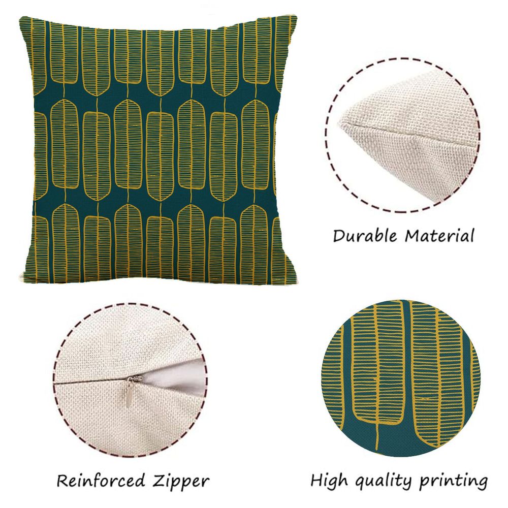 Outdoor Pillows 2pcs Set with InsertAbstract Golden Teal Geometric Seed Pod Pattern Print 18x18 Inch Outdoor Throw Pillow with Insert, Water-Resistant Fabric for Patio Garden Sofa Bench and All-Season Home Decor Decoration with Insert