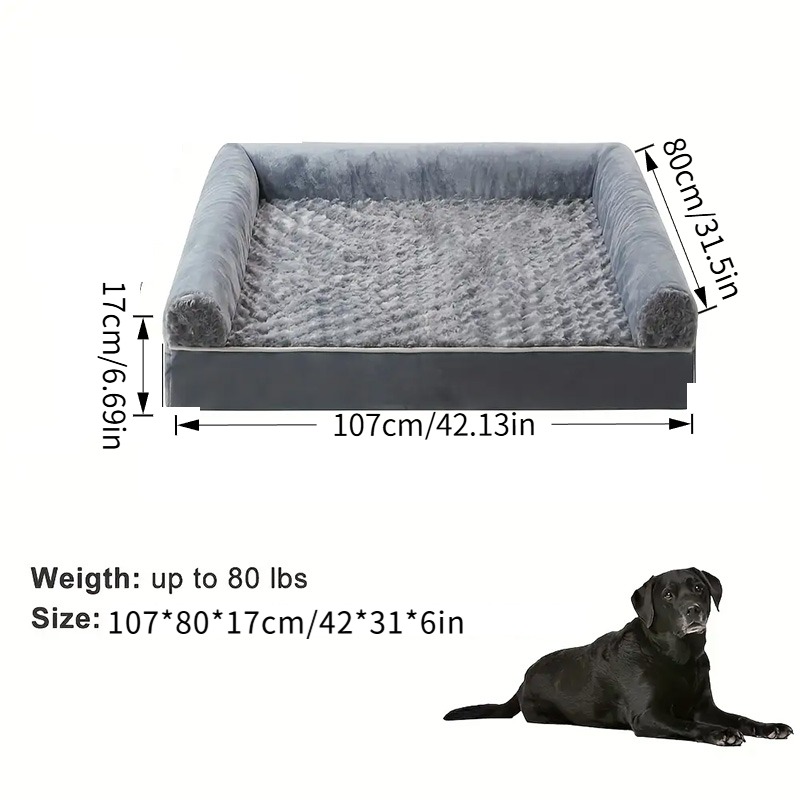 TEMU Grand lit lavable pour chien, grand canapé pour animaux de compagnie en éponge de soutien, avec housse amovible et lavable, doublure et base