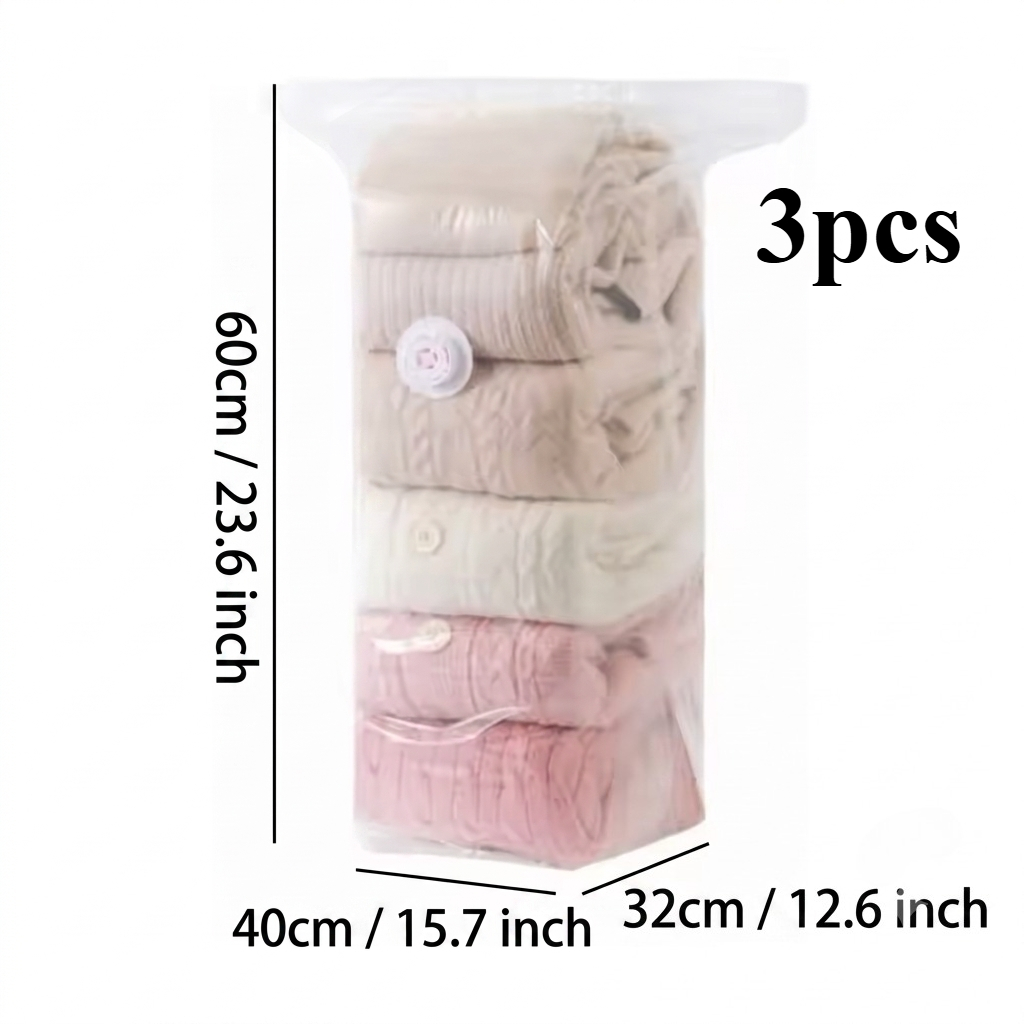 TEMU 3pcs 3d Wide Vacuum Compression Bags - 75% Space Saving & Quick Valve | Dustproof,, Thickened Storage Bags, Suitable For Quilt And Clothing