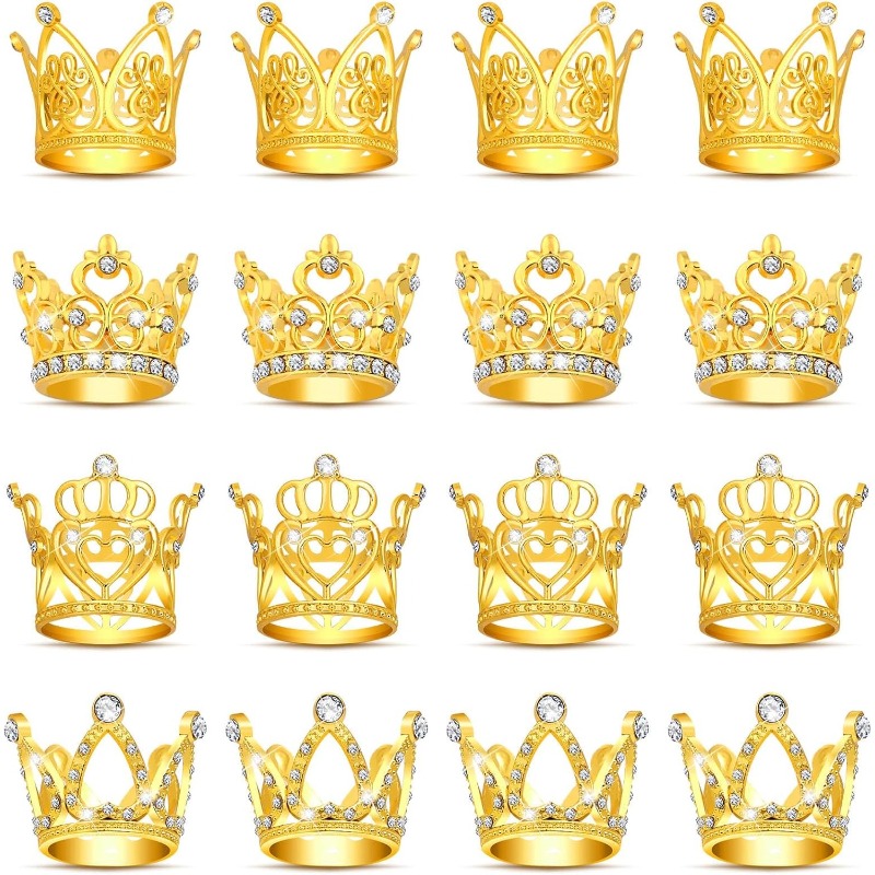 16pcs Crowns For Flower Bouquets Cake Topper Mini Crown For Flower Bouquet Accessories Birthday Crowns Cupcake Toppers For Wedding Shower Valentines Day Cupcake Decor