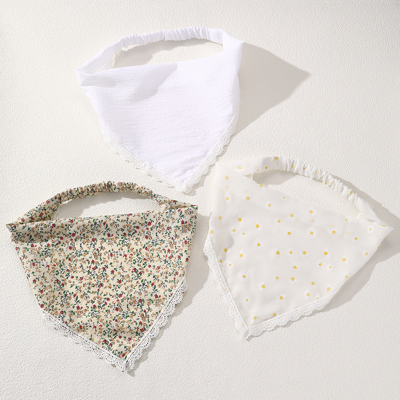TEMU 3pcs Pinces à Cheveux Triangulaires Tempérament Doux, Foulard, Accessoires Cheveux Imprimés Cerises Marguerites, Bandeaux Triangulaires Couleur
