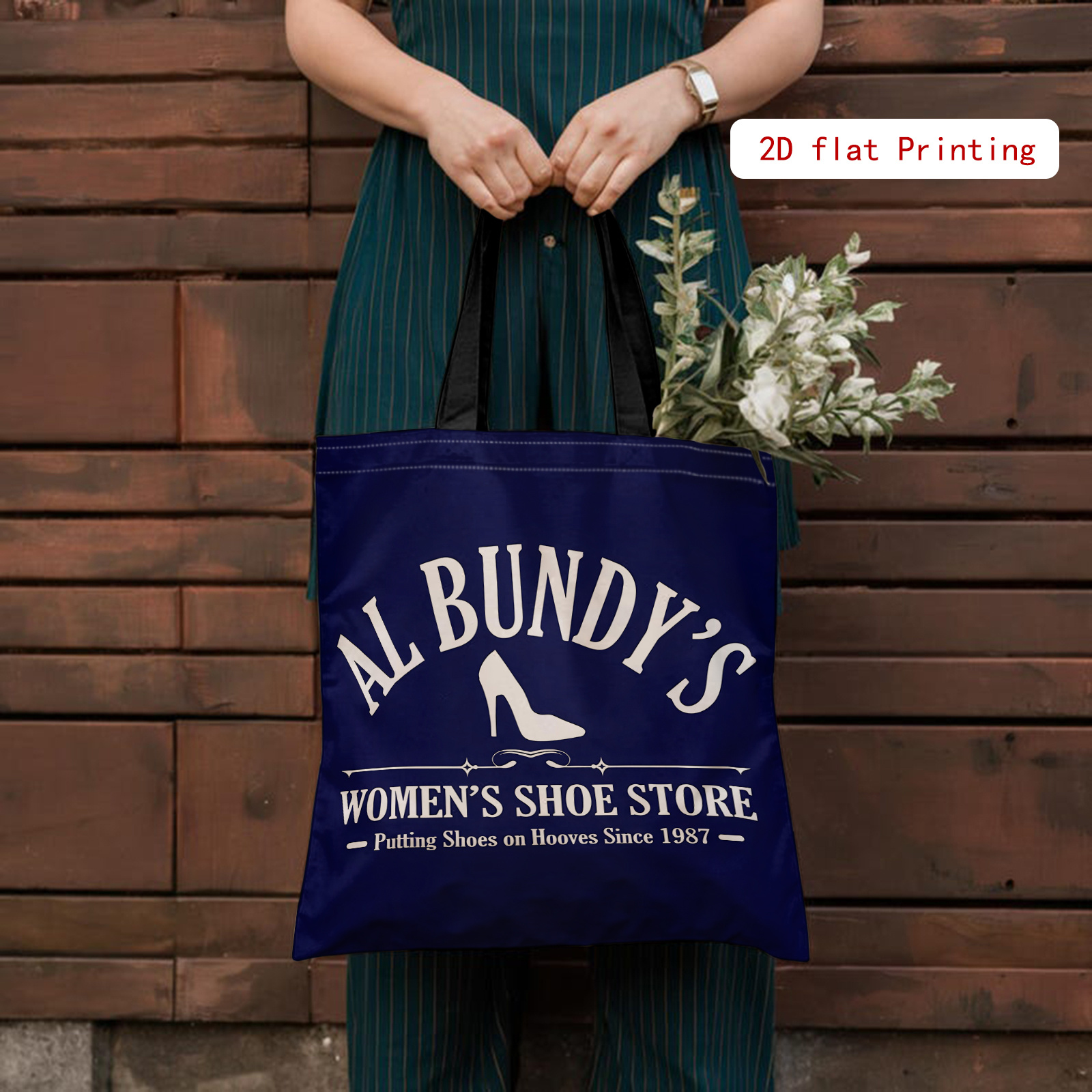 E-shop 2D Bedruckte Schultertasche, Damenschuhgeschäft, Al Bundy Druck Schultertasche, Modische Minimalistische Einkaufstasche, Damen Casual
