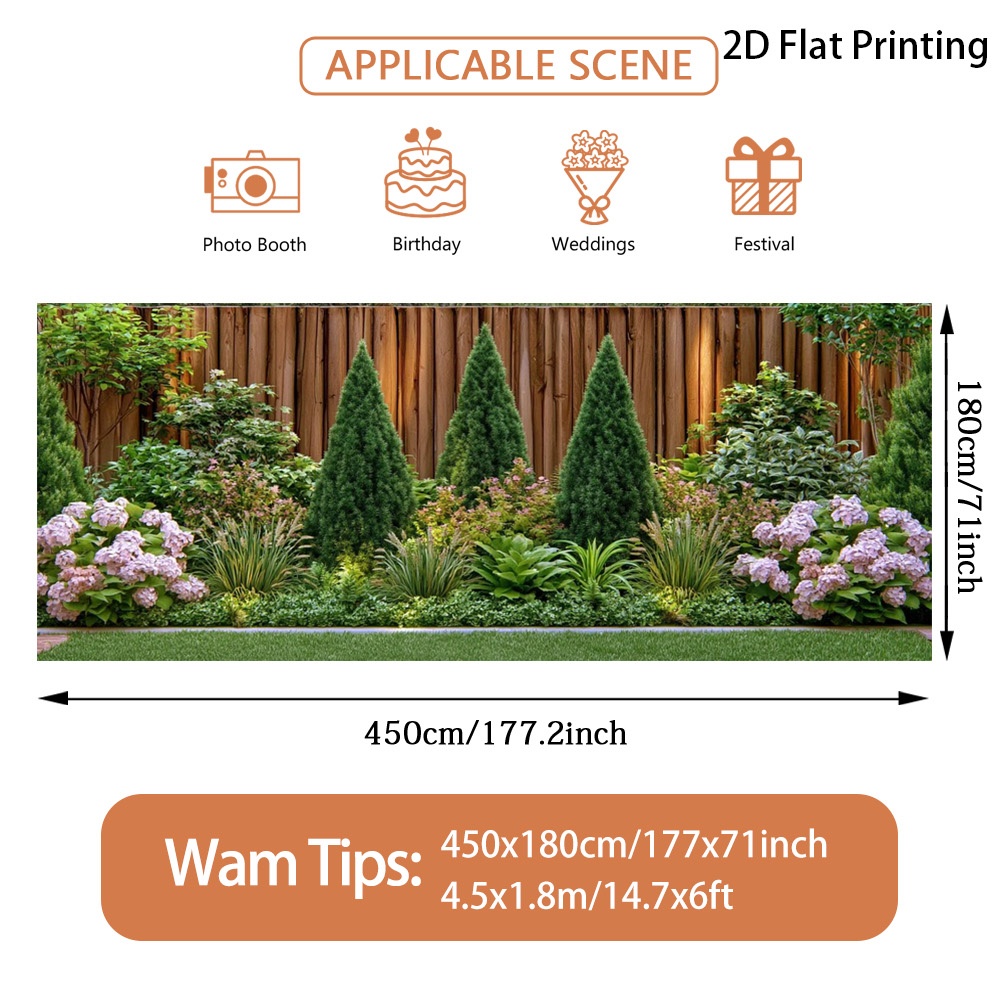 TEMU (2d Flat) 1pc Garden With Greenery Garage Door Banner, , Polyester Fiber, Suitable For Festival Parties, Fence & Wall Decoration, Courtyard,