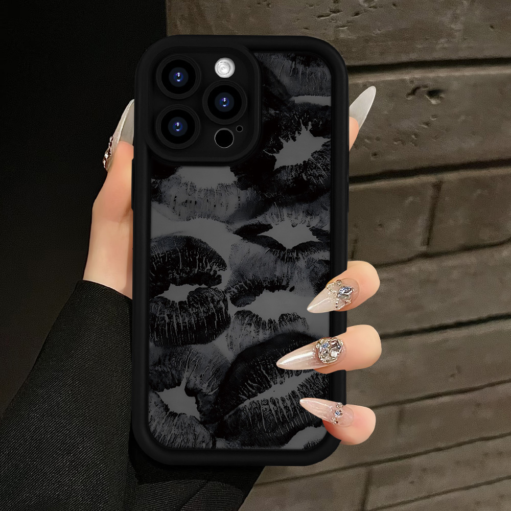 TEMU Phone Case - Black Pattern - Tpu Phone Case, Printed Design, Shockproof And Drop-resistant, Suitable As A Birthday Or Holiday Gift For Men And