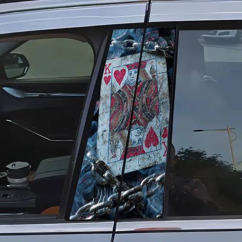 playing card pattern car stickers set cartoon themed pvc b pillar decals self waterproof and scratch resistant suitable for glass metal plastic and wooden