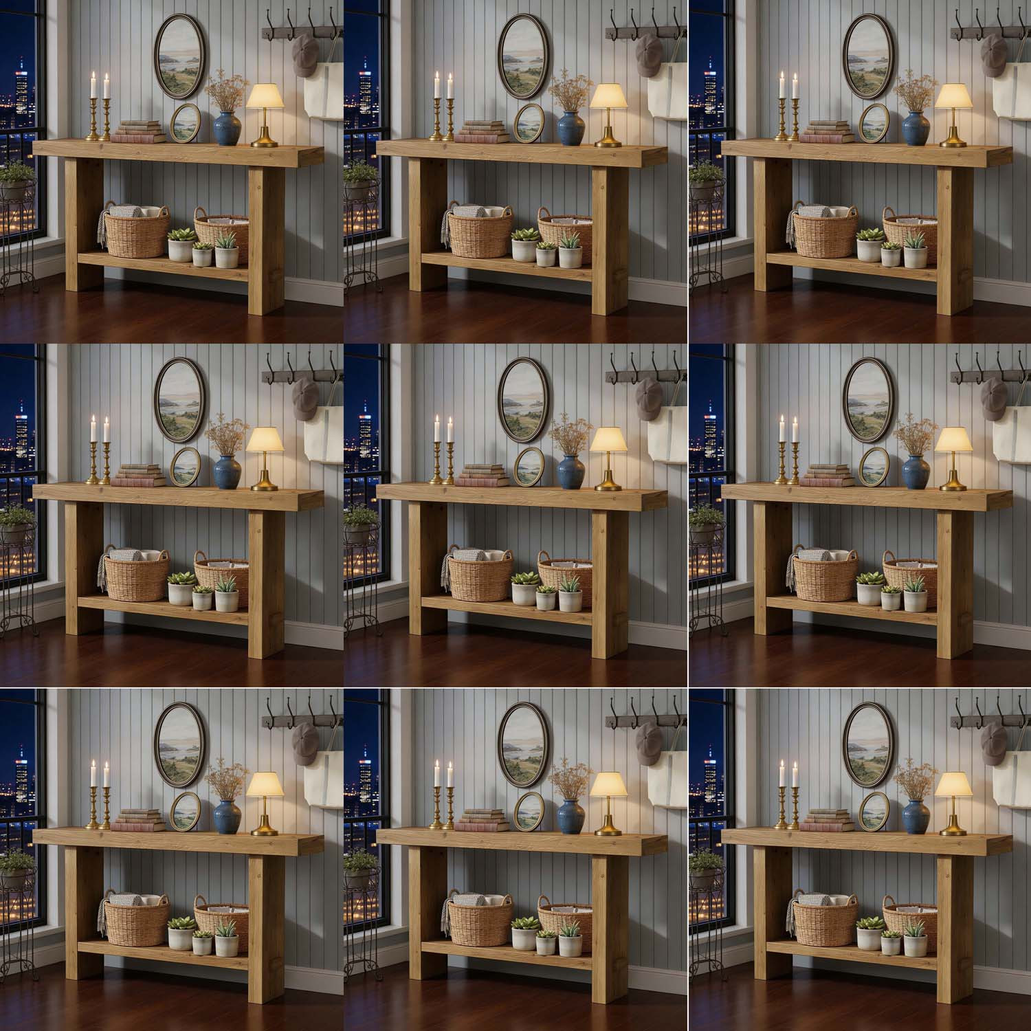 160cm Extra Long 2-tier Solid Wood Console Sofa Table - Narrow Behind Couch Table With Storage Shelf For Living Room Hallway Entryway, Rustic Brown, Home Essential