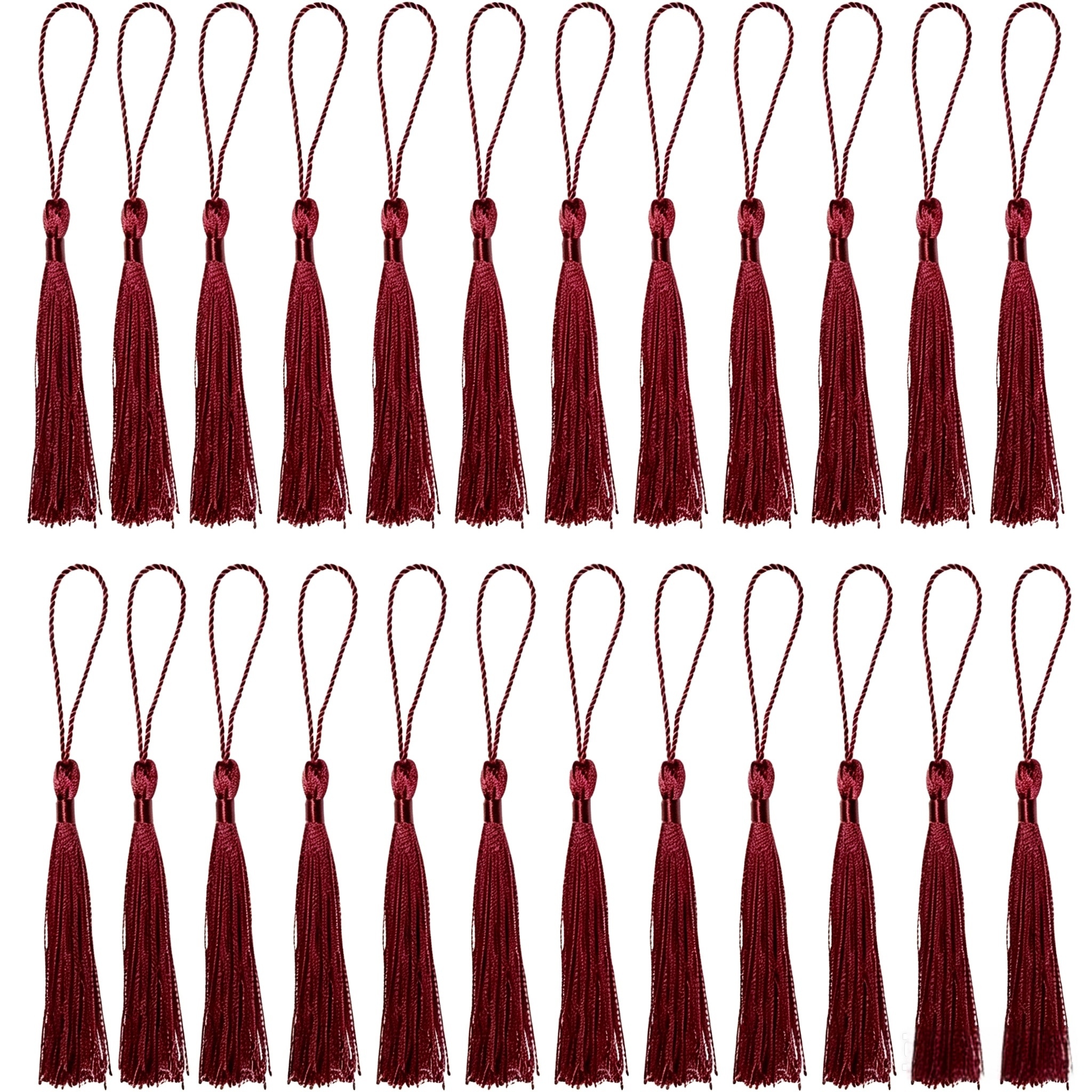 TEMU 24 piezas de borlas para marcapáginas de de , mini borlas de hilo hechas a con de cordón para llavero, recuerdo, graduación, costura de ropa,