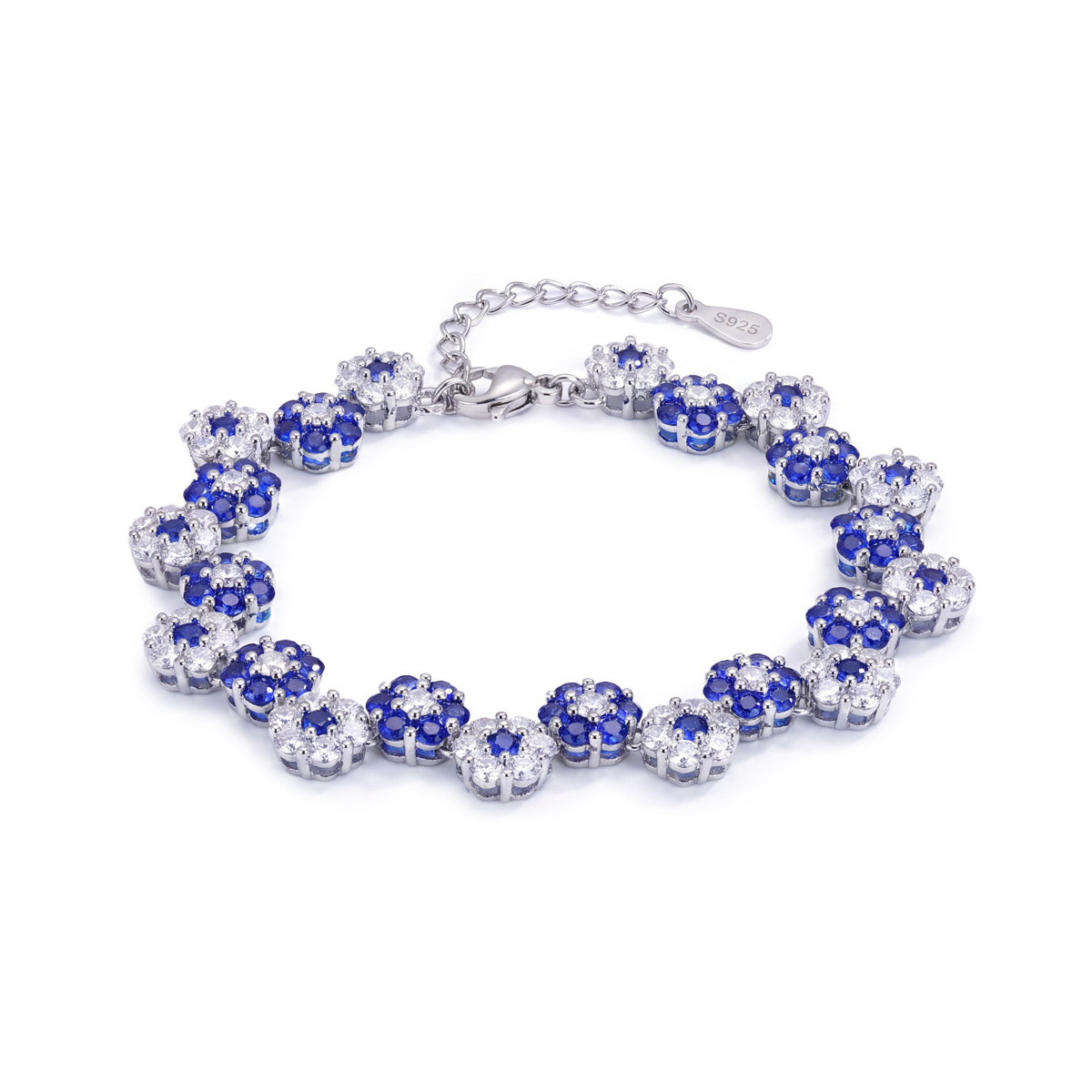 Image of S925 Silver Flower Cluster Set With Synthetic Zirconia - Synthetic Zirconia And Red Synthetic Zirconia Flower - Versatile Luxury Accessory Formal Wear, Special Occasions