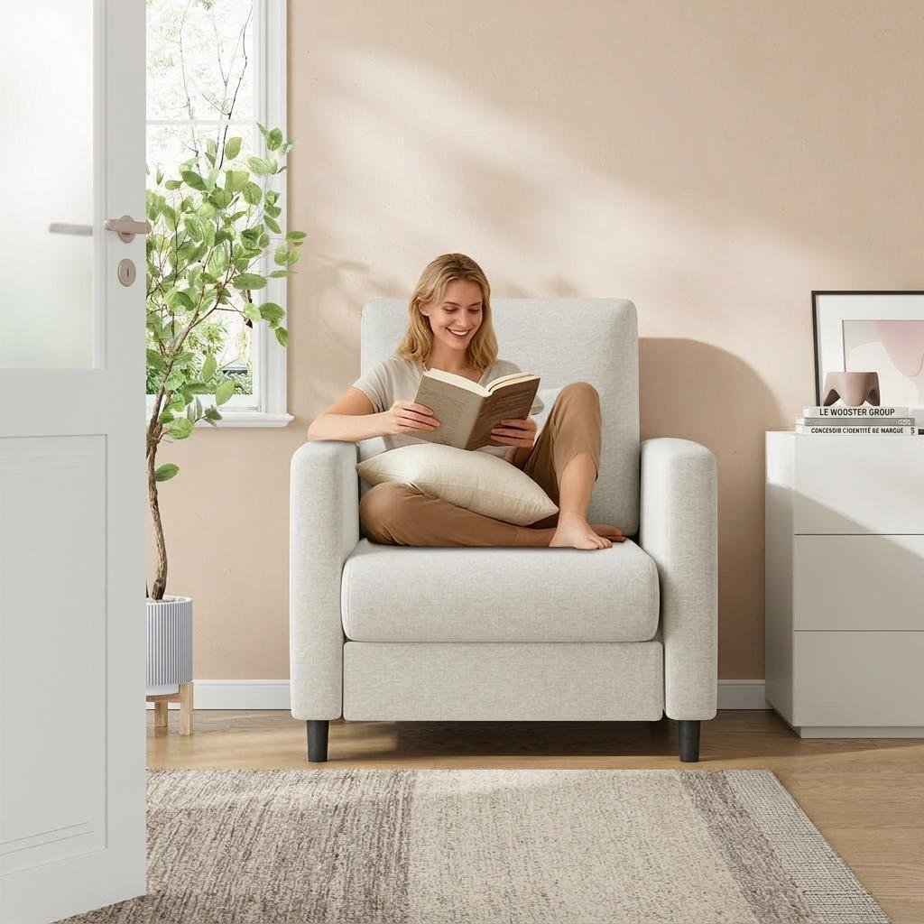 Compact Modern Single Seat Sofa Chair With Small & Polyurethane Upholstery - Space- Accent Chair Suitable For Apartments, Dorms, , Frame, Assembly, Multicolor Options For Small Spaces