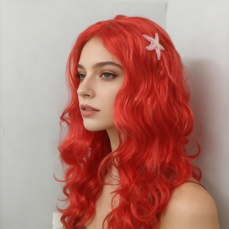 TEMU 18 Inch/45.72cm Long Wavy Red Wig Suitable For Women - Wig With Elastic, Body Volume For Cosplay, Stage Performances, Christmas Parties, Themed