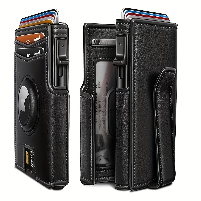 Image of Men's Slim Magnetic Flip Wallet, Compatible With Airtag- Rfid Protection, Anti-theft, Spacious Cash And Credit Card Storage, And Protective Case(design)- Microfiber, Compatible With Find Network
