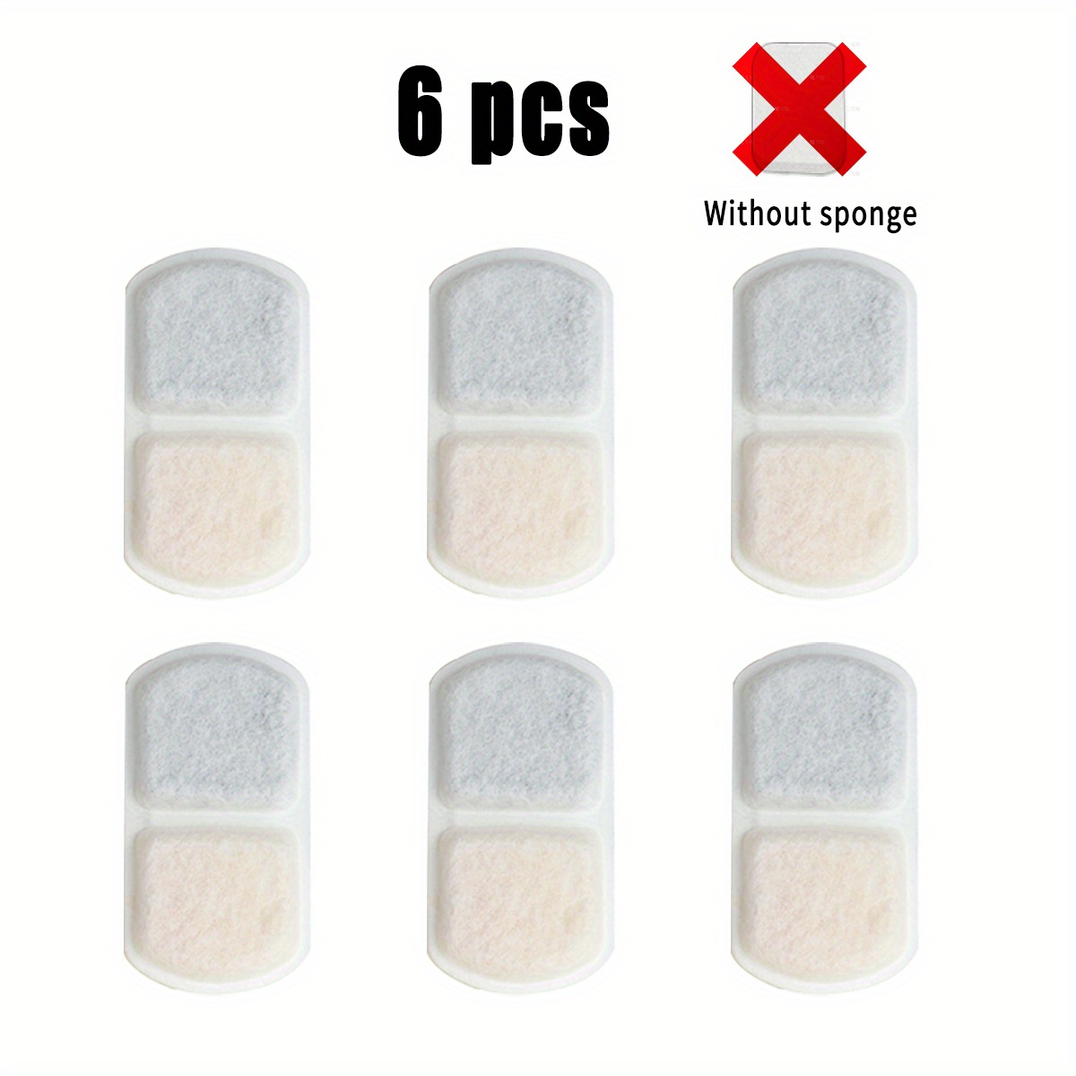 Image of Set Of 6 Cat Water Filters - Replacement Filters For Pet Water Systems - Automatic Dog Bowl Dispenser Ensures Fresh Drinking Water For Small Pets, Without Battery