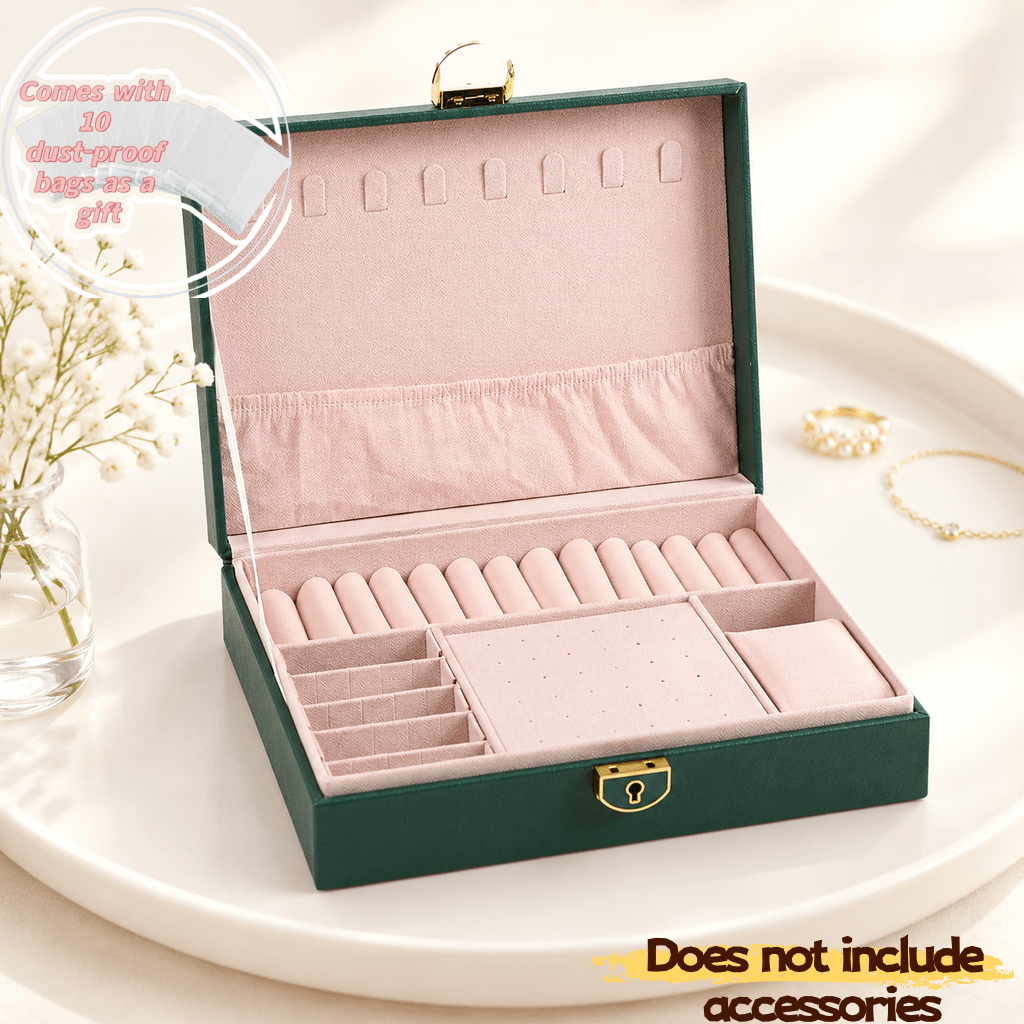 Dark Green Jewelry Storage Box with Flip-Top