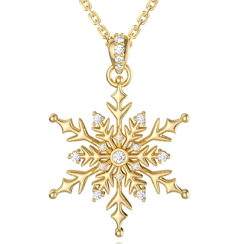 TEMU Exquisite Fashion Inlay Synthetic Zirconia Snowflake Pendant Necklace For Women Christmas Casual Elegant Necklace Jewelry Gift