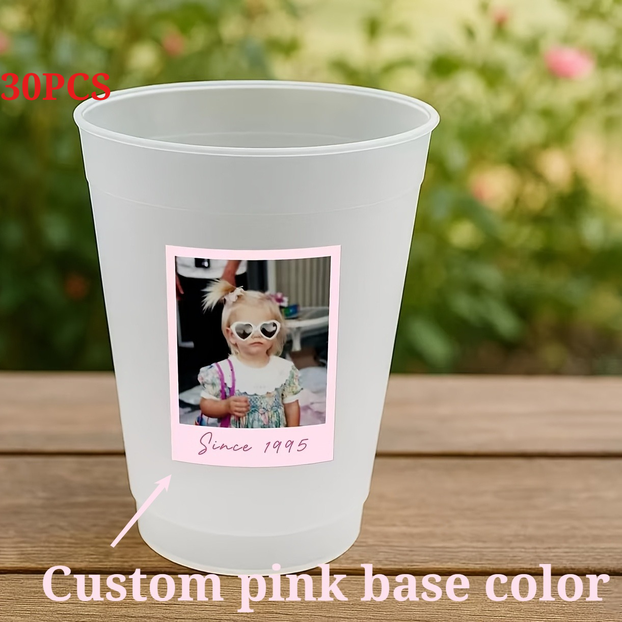 TEMU 10//40/50/100/200pcs Custom Picture Stickers, 7x5cm Size With White/blue/pink Background, Fun Birthday Decoration, Singles Party, Table Decor,