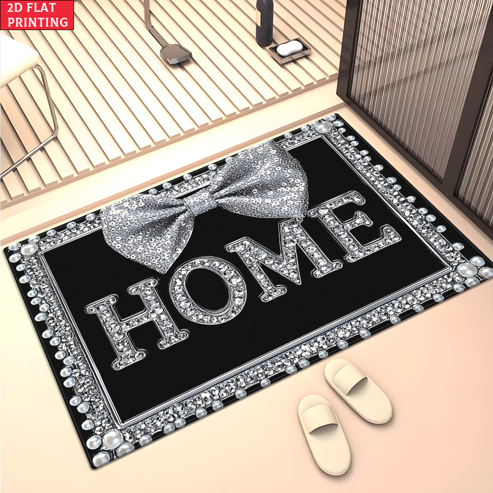 TEMU 2d Flat 1pc 850gsm Velvet Outdoor Mat Art Hd Printed Kitchen Rugs, Non-slip Yoga Mats, Absorbent Machine Washable Polyester Mat For Bathroom,
