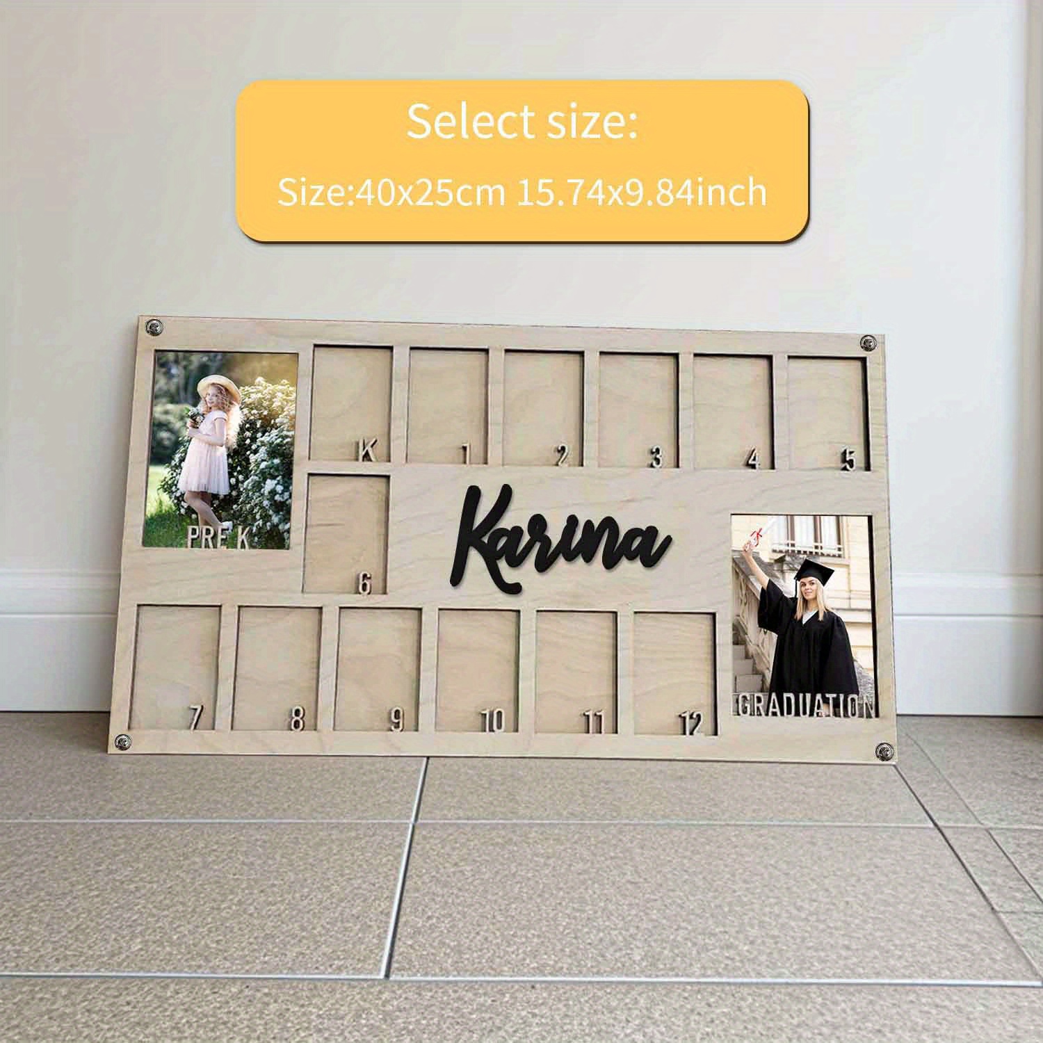 TEMU 1pc Personalized Anniversary Photo Frame - Custom Name & Birthday, Birthday To Graduation Keepsake With Monthly Calendar Layout (1-12), Elegant
