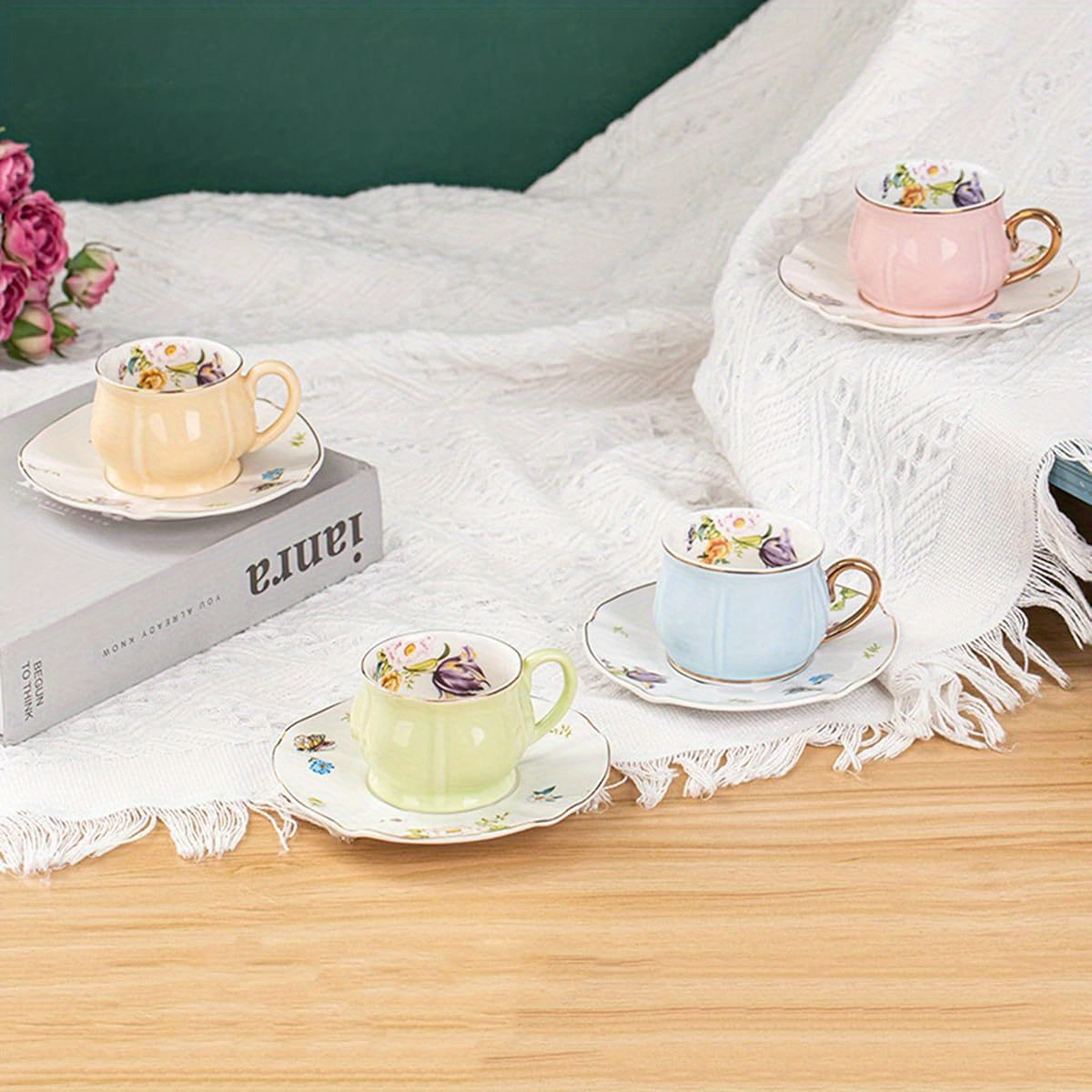   cup and saucer set porcelain tea cup with   big floral tea cup for gift tea party 7 43oz Product details 1