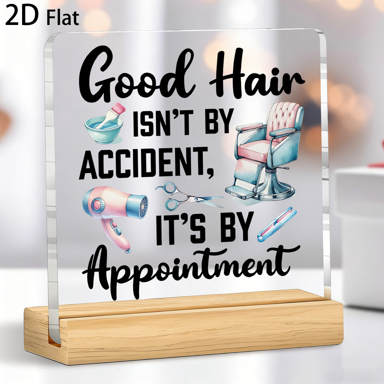 TEMU 2d Flat, 1pc, Suitable For Hairdressers And Barbers' Fun Quotes Acrylic Plaque Desktop Decoration Sign, "haircuts Are ", Printed Acrylic Sign