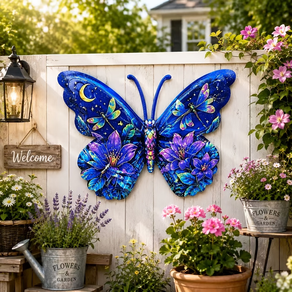 TEMU [2d Flat] Large Outdoor/ Wall Decor - Vibrant Multicolor Suitable For Home, Garden, Balcony Decoration - Irregular-shaped Plastic Wing Panel Art
