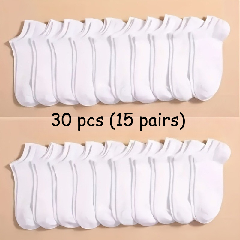 TEMU 30pcs(15pairs) Summer Unisex Solid Color Light Mouth Low Side Boat Socks