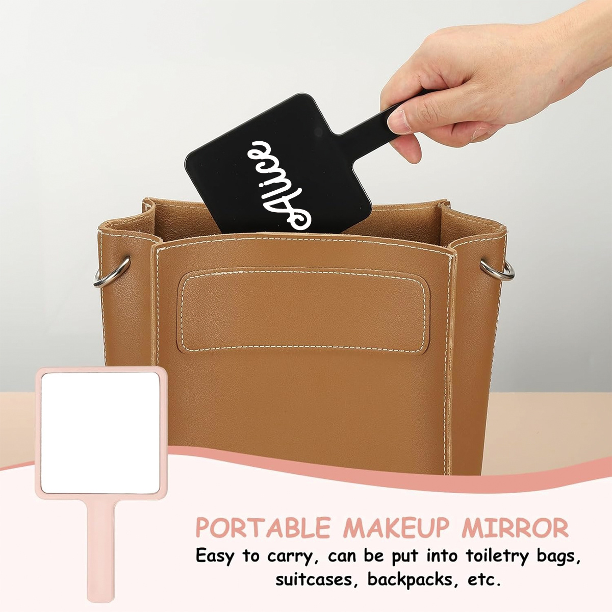 Personalized Portable Mini Hand Mirror with Butterfly Handle