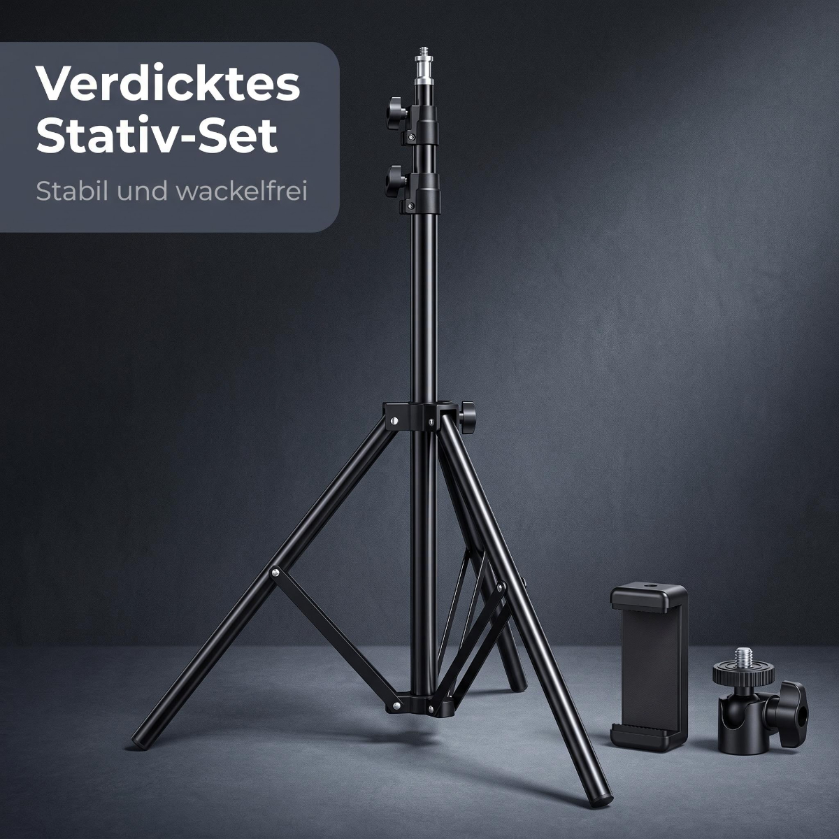Image of 2.1m Reinforced Portable Tripod, With Ball Head & Universal Phone Clip, Compatible With Phone Camera, For Outdoor Live Streaming Photography Light Stand