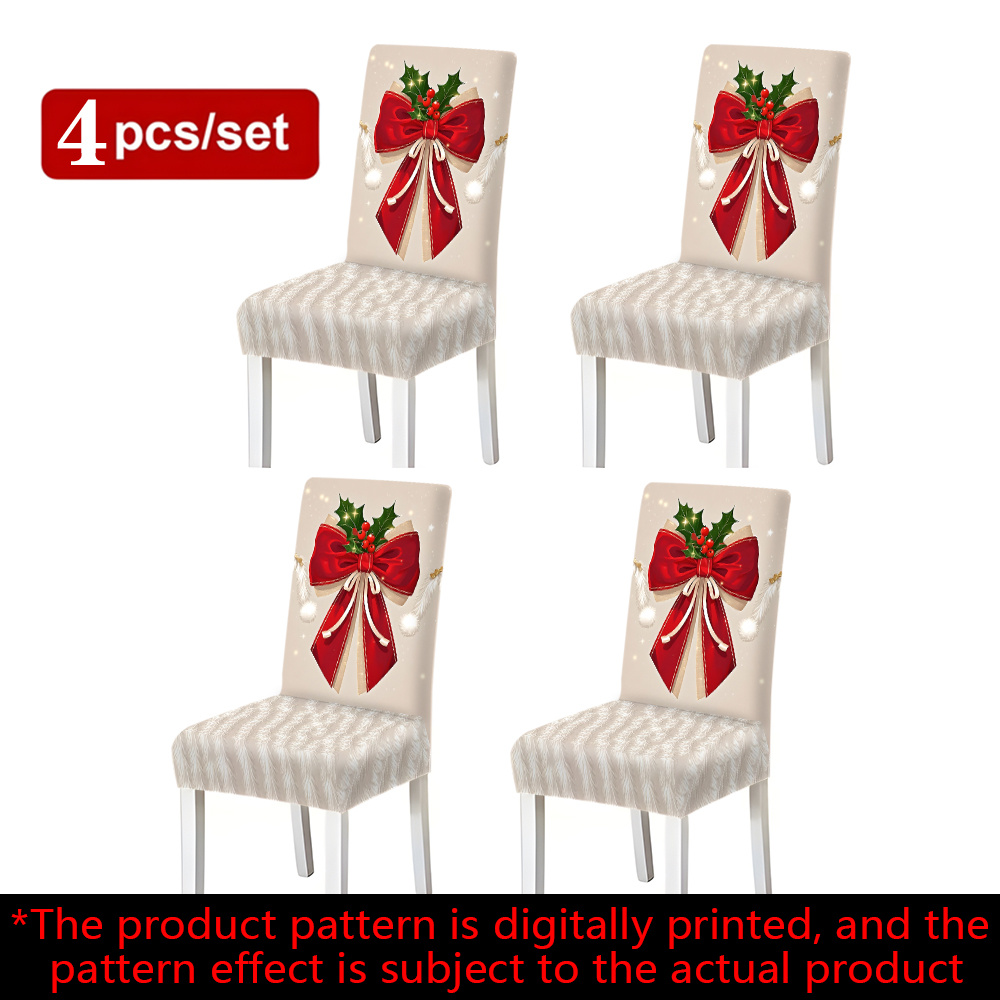 TEMU 2pcs/4pcs/6pcs Housses de Chaise de Noël Compatibles pour Chaises de Salle à Manger - Fermeture Élastique, Protège-Chaises de Fête avec // ,