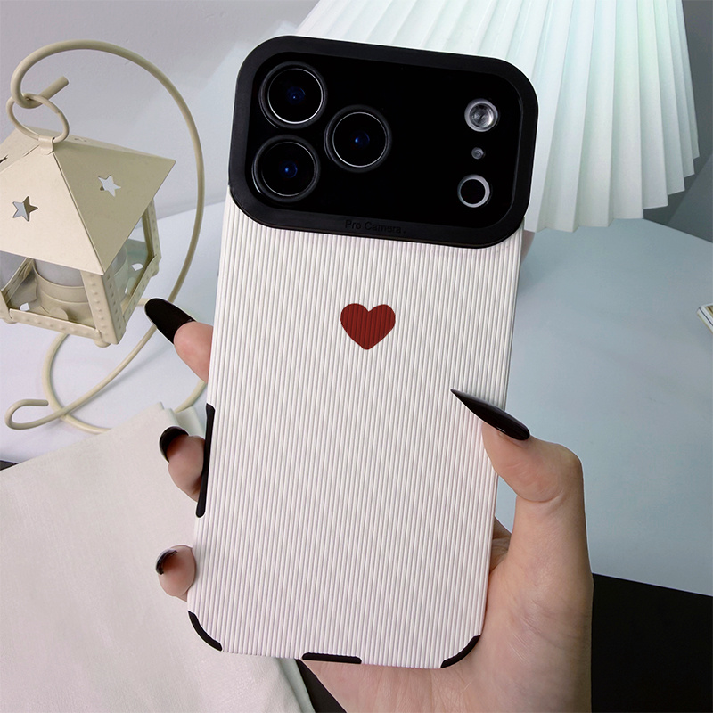TEMU Phone Case: 1 Fashionable Synthetic Leather Phone Case With Heart Pattern, Artistic Ins-style, , Drop-proof And Wear-resistant, Case For Iphone