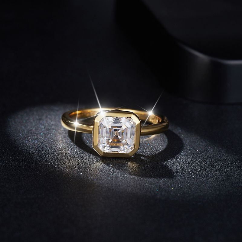 7mm Moissanite Bag Inlaid Square Copper Ring Women