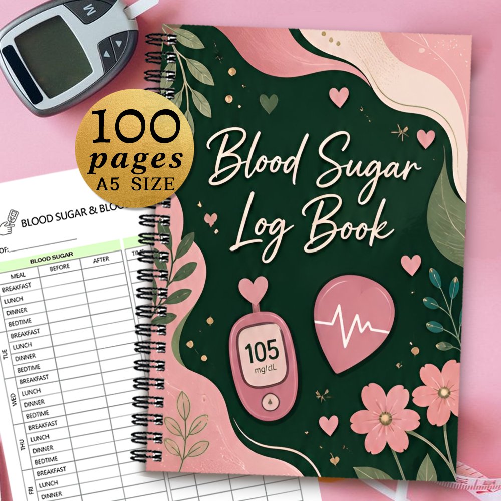 TEMU 1pc 21x14.5cm Blood Sugar Log Book: Daily Recording And Tracking Of & Blood Pressure Levels, Practical Diabetic Blood Monitoring Notebook Best