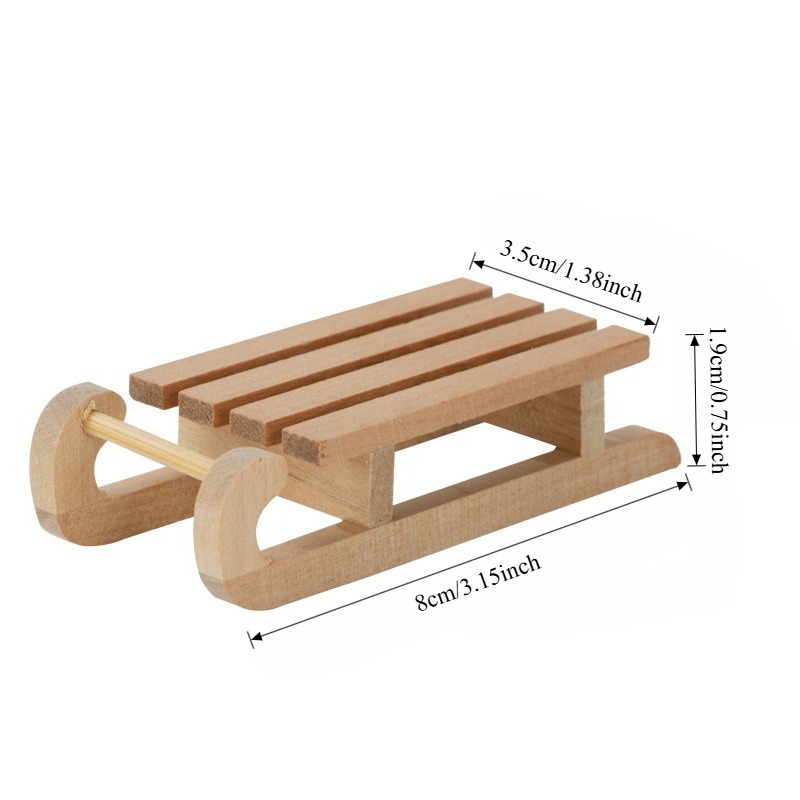 TEMU 1:12 Dollhouse Christmas Sleigh Unpainted Wooden Blank Paintable Miniature Model Holiday Decoration Additions Handmade Wooden Sleigh