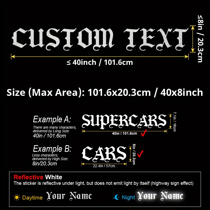 TEMU 1 Custom Reflective Car Sticker, Featuring An Alphabet Design With Glitter, Irregular Shape And Matte End, Suitable For Glass , Self-adhesive, And Intended For Single Use